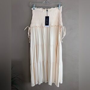 Tiger Mist Cream Tiered Maxi Dress